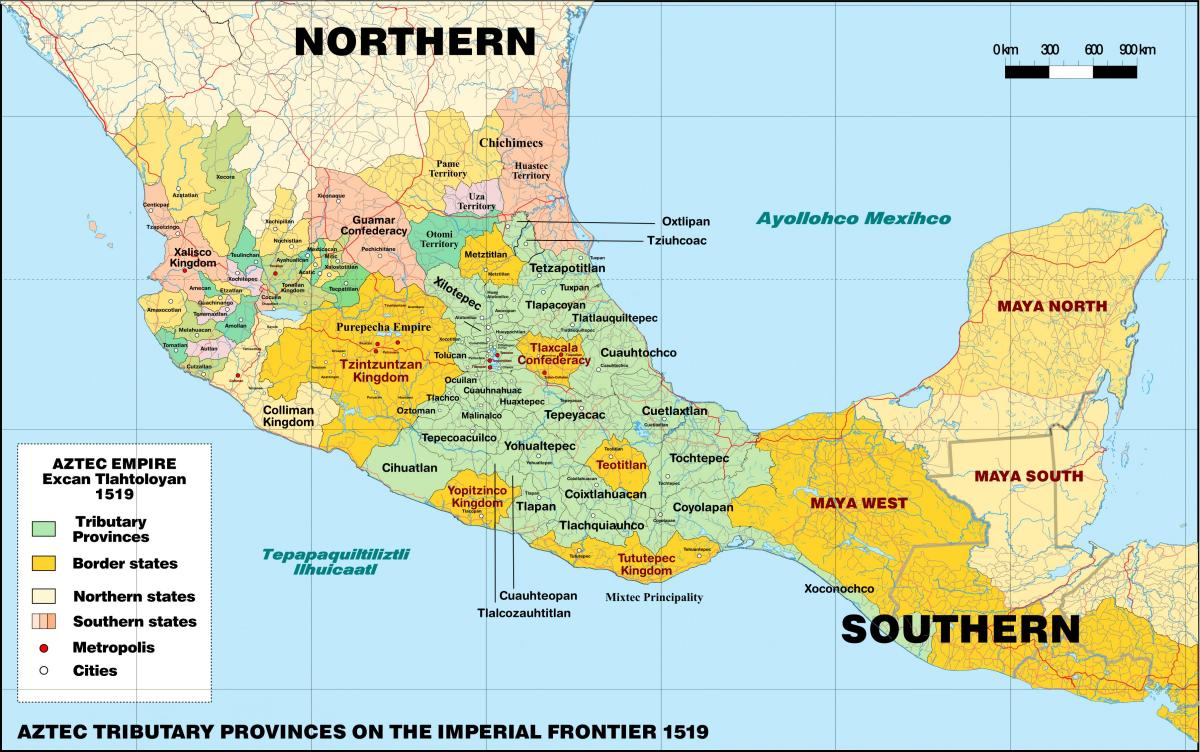 tenochtitlan Mexíkó kort