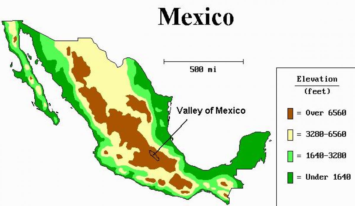 kort af dalnum Mexíkó