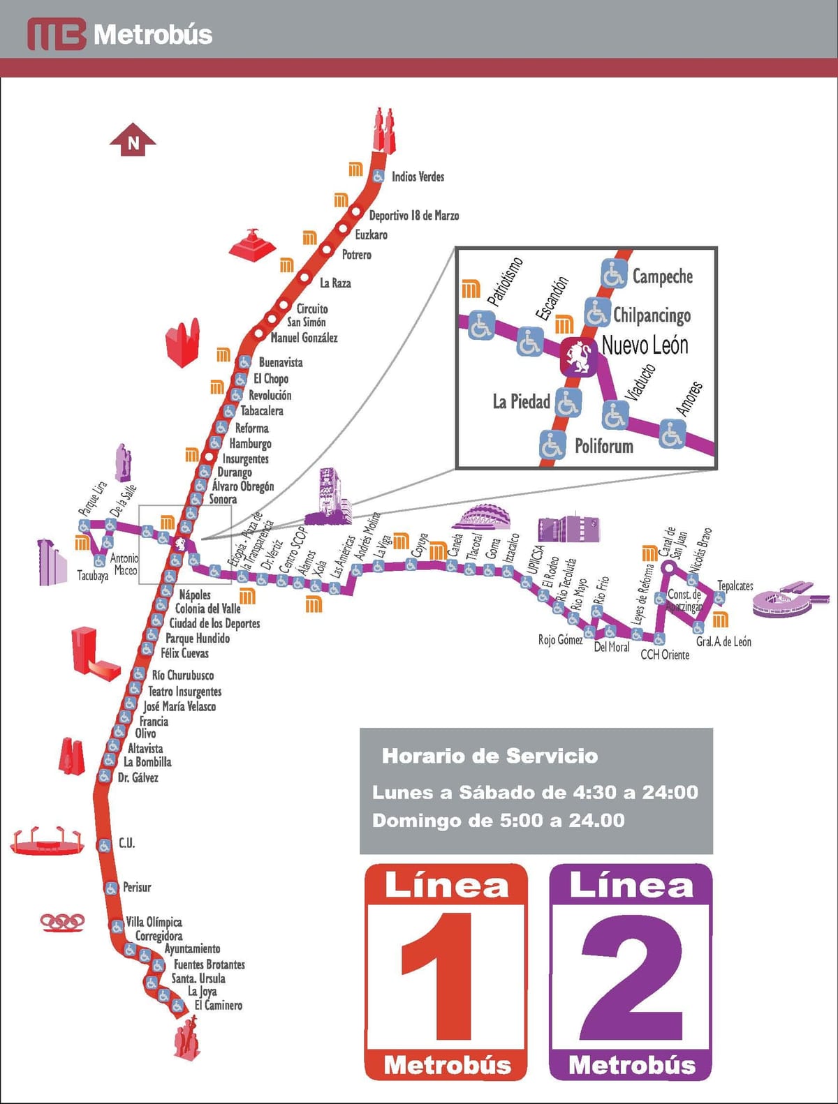 kort af metrobus mexíkóborg