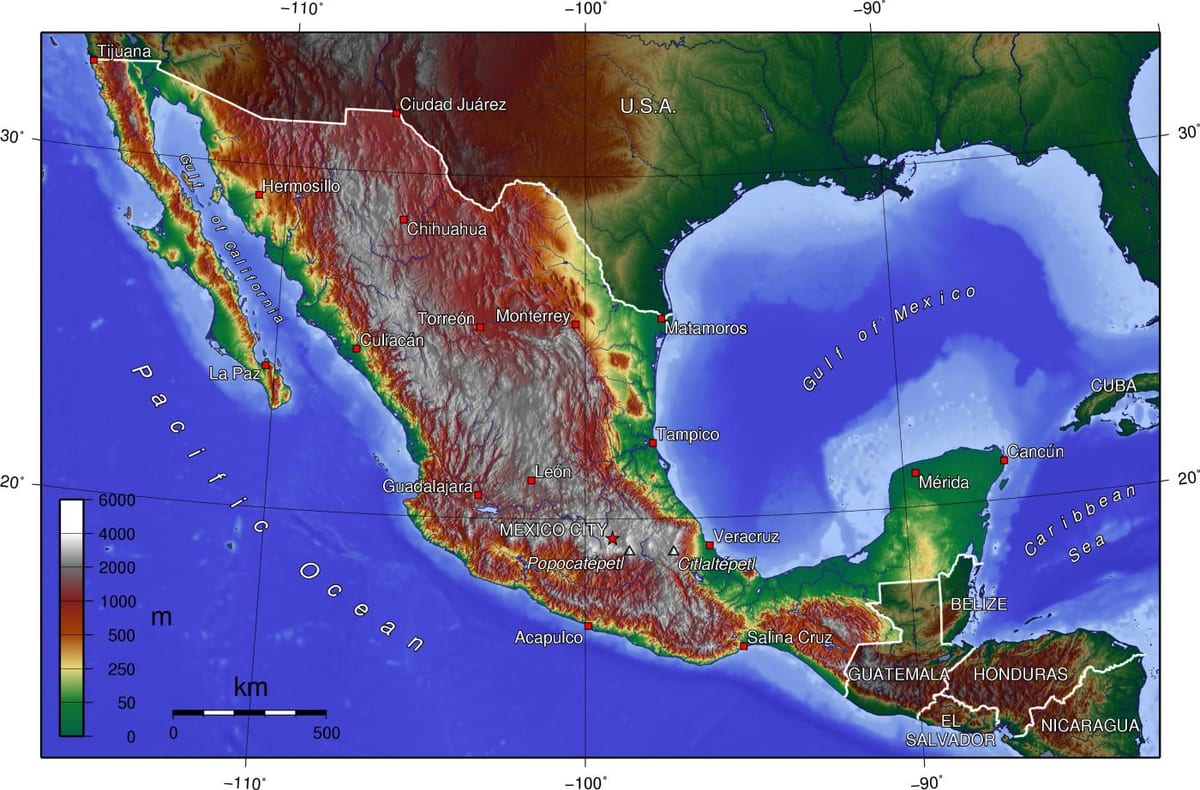 Mexíkóborg landslaginu kort
