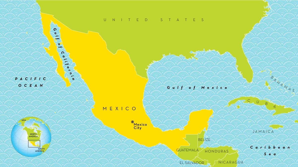 kort af mexíkóborg