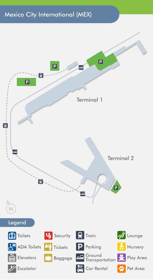 Mexíkóborg flugstöðina kort