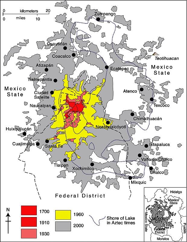 kort af mexíkóborg umdæmi